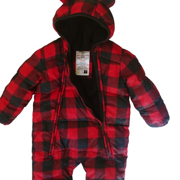 Baby Gap Buffalo Plaid Bear-Eared Snowsuit 18-24 Months - Picture 9 of 11